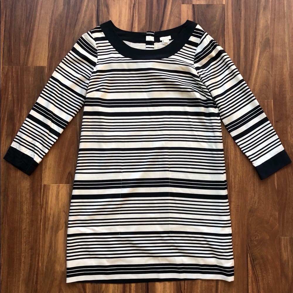 J. Crew 100% Silk Lined 3/4 Sleeve Stripe Dress